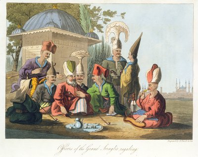 Officers of the Grand Seraglio Regaling, engraved by Robert Havell and Sons, c.1816 by English School